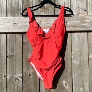DAVI & DANI Coral Red Swimsuit Size L